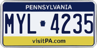 PA license plate MYL4235