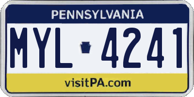 PA license plate MYL4241