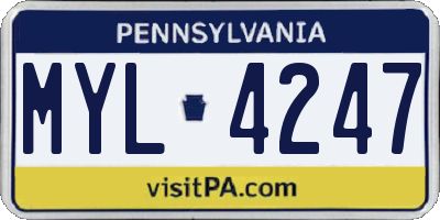 PA license plate MYL4247