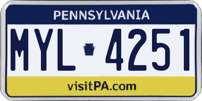 PA license plate MYL4251