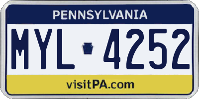 PA license plate MYL4252