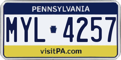 PA license plate MYL4257