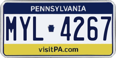 PA license plate MYL4267