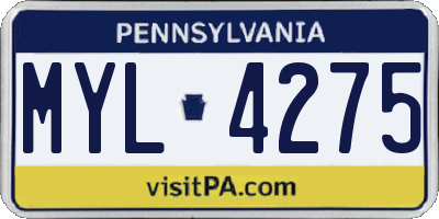 PA license plate MYL4275