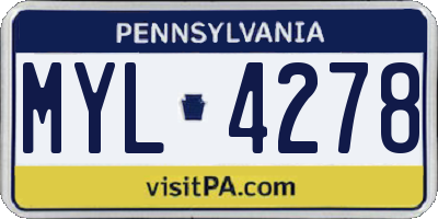 PA license plate MYL4278