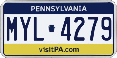 PA license plate MYL4279