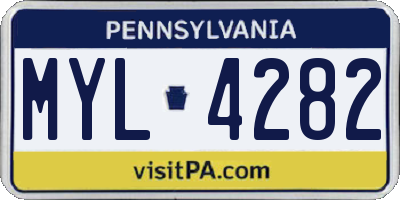 PA license plate MYL4282