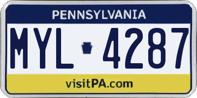 PA license plate MYL4287