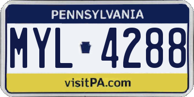 PA license plate MYL4288