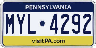 PA license plate MYL4292
