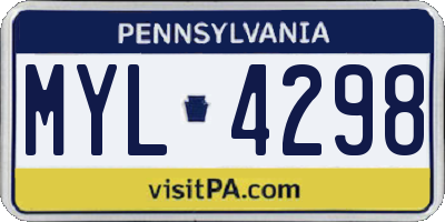 PA license plate MYL4298