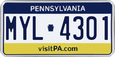 PA license plate MYL4301