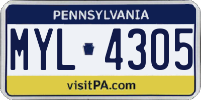 PA license plate MYL4305
