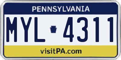 PA license plate MYL4311