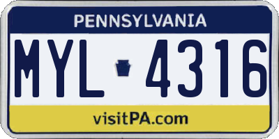 PA license plate MYL4316