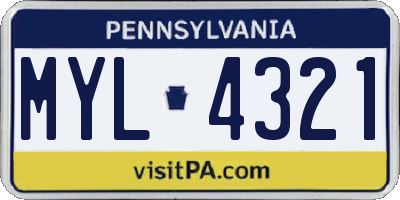 PA license plate MYL4321