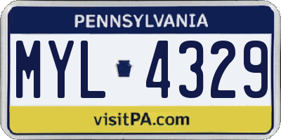 PA license plate MYL4329