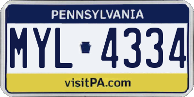 PA license plate MYL4334