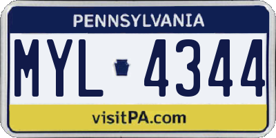 PA license plate MYL4344