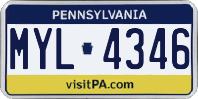 PA license plate MYL4346