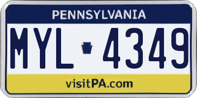 PA license plate MYL4349