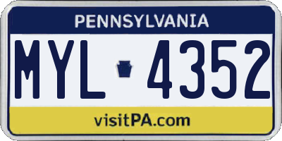 PA license plate MYL4352