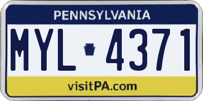 PA license plate MYL4371