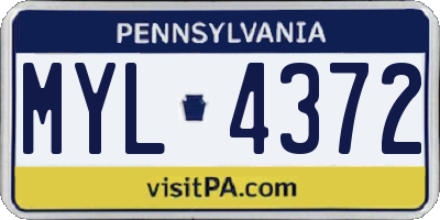 PA license plate MYL4372