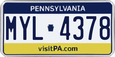 PA license plate MYL4378