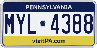 PA license plate MYL4388