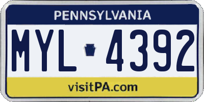 PA license plate MYL4392