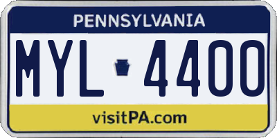 PA license plate MYL4400