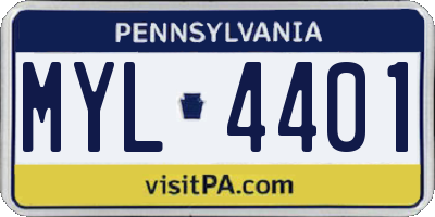PA license plate MYL4401