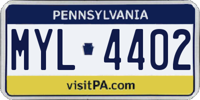 PA license plate MYL4402