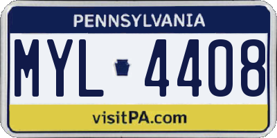 PA license plate MYL4408