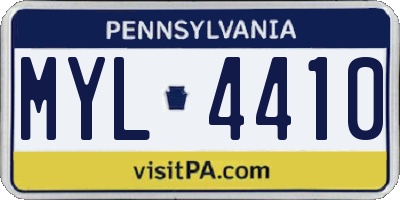 PA license plate MYL4410