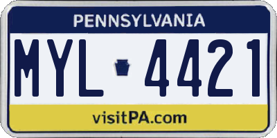 PA license plate MYL4421