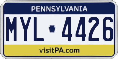 PA license plate MYL4426