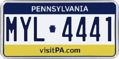 PA license plate MYL4441