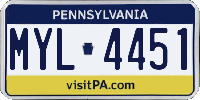 PA license plate MYL4451