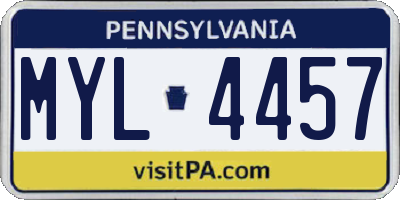 PA license plate MYL4457