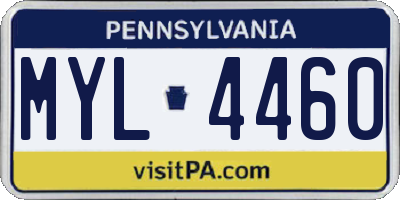 PA license plate MYL4460