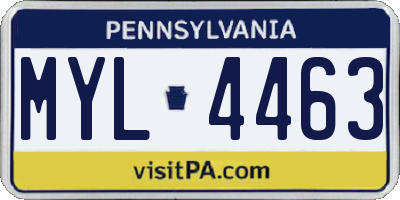 PA license plate MYL4463
