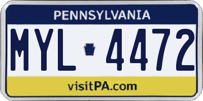 PA license plate MYL4472
