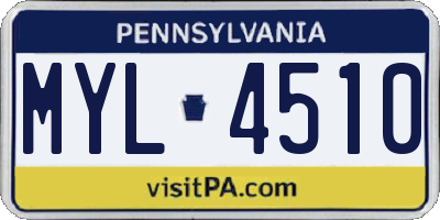PA license plate MYL4510