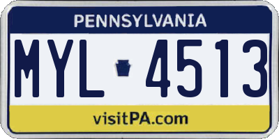 PA license plate MYL4513