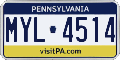 PA license plate MYL4514