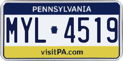 PA license plate MYL4519