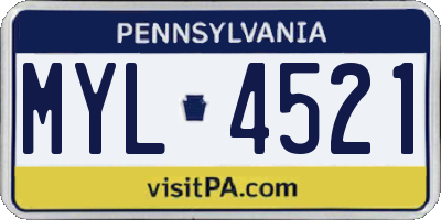 PA license plate MYL4521