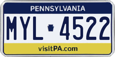 PA license plate MYL4522